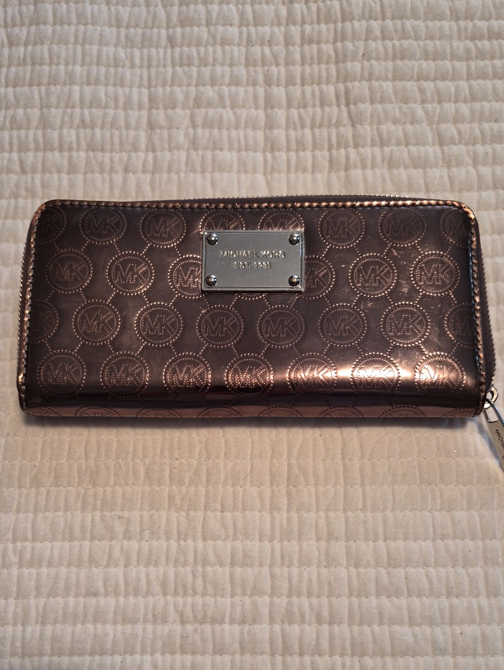Michael Kors Metallic Bronze Zip-Around Wallet